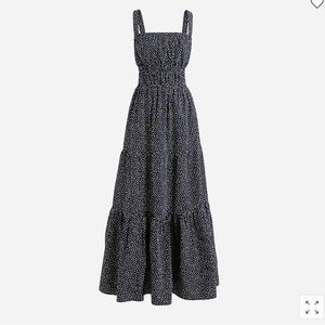 JCrew tiered midi dress with convertible straps in dot